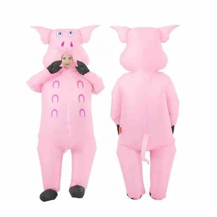 Inflatable Pig Costume Full Body Air Blow Up Pink Pig Suit Party Dress Halloween And Christmas Cosplay Inflatable Costumes