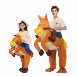 Cheap Wholesale Inflatable Fun Horse Costume with Hat Adults Kids Halloween Blow Up Suit Cartoon Customized Inflatable Costumes