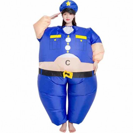 Inflatable Halloween Costume Role-playing Inflatable Cosplay Suit Blow Up Mascot Suit Cartoon Police Inflatable Costume