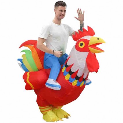 Blow Up Chicken Costumes Halloween Festival Party Adult Kids Size Cosplay Animal Rooster Ride On Inflatable Costume