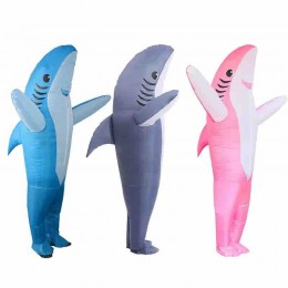 Party Funny Shark Adult Baby Costume Halloween Mascot Shark Air Blow Up Costume Full Body Blue Shark Inflatable Costume