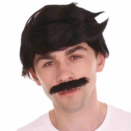 Cartoon Black Bold Wig with Mustache Set TV Movie Wigs for Role Play Costume Accessories Funny Wigs for Man Performance Wear