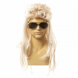 Men's Breathable 70s 80s Disco Style Synthetic Wig Long Straight Wig Fluffy Heat Resistant Fiber Suitable for Cosplay