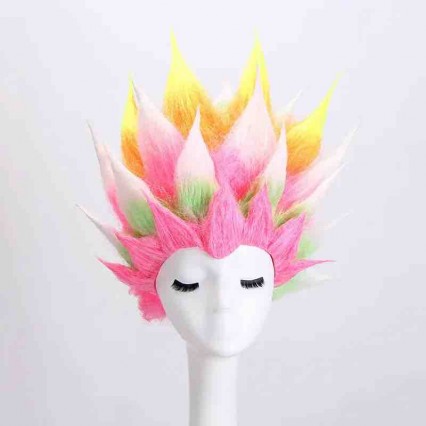 Rainbow Troll Unisex Wig Colorful 80s Man Woman Wigs Neon Spiked Crazy Costume Wig Party Prom Role Play Funny Head Accessory