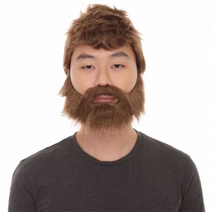 Brown Wig with Beard For Man Short Hair Wig Halloween Party Cosplay Wig Funny Performance Costume Accessories