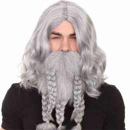 Cosplay Halloween Wig Adult Men Pirate Wig and Beard Set Synthetic Fiber Wigs Party Supplies