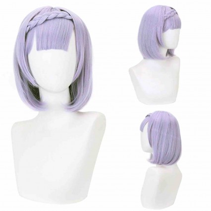 Purple Short Hair Split Braid Detachable Cosplay Wig Party Dress Up Wig