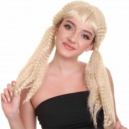 Women Long Blonde Curly Hair Wigs Role Play Halloween Wig Fancy Doll Curly Wig for Girls Fancy Party Halloween Hair Accesory