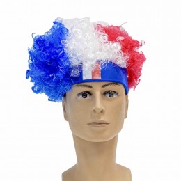 LED Football Fan Essential National Flag Color Cheerleading Wig Design Promotional Gift