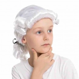 White Colonial George Washington Child Wig For Role Play Cosplay