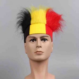 Belgium soccer wig fashion hot selling promotional hairy headband spirit hair headband fans headband