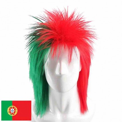 Custom Morocco Portugal flag color fan wig football rugby explosive head wear fans wigs hats cheering props