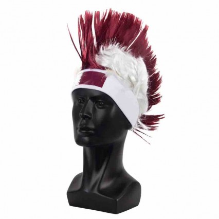 Factory custom WK 2023 Qatar football fans supporter cockscomb hat crazy mohawk wig with headband