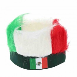 Factory wholesale cheap price gift Mexico football fans article hair wig cap with headband