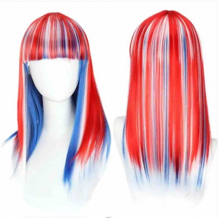 Football Rugby Match Croatia Serbia Fans Headband Wigs Red White Blue Fan Wig Disco Fancy Dress Costume Party Wig Accessory