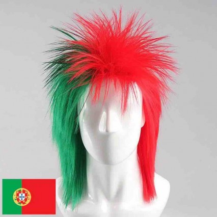 Portugal Football Fans wig sports decoration Caps Hats Portugal Mohawk Wig Soccer Game Head wear Hair Afro wig tattoo