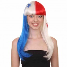 U.S.A Korea Netherlands NewZealand Football Soccer Rugby Fans Headband Wigs Red White Blue Fan Wig Accessory