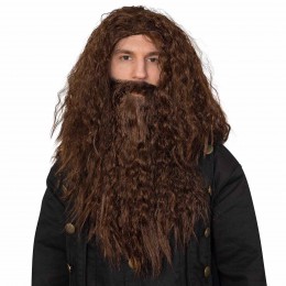 Wig and Beard - Brown Wavy Biblical Costume Accessories Hair Wig and Beard Set for Adults and Kids