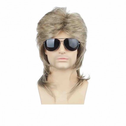 80s Fancy Party Accessory Cosplay Wig Heavy Metal Punk Rock Mullet Wig For Men