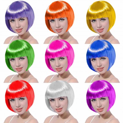 Cheap Colors Fancy Dress Costume Short Bob Synthetic Carnival/Halloween Party Wigs