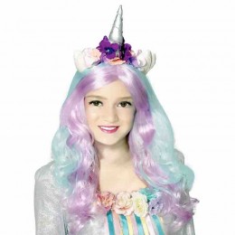 Custom Adult Child Long Curly Wavy Rainbow Wig for Music Festival Cosplay Party