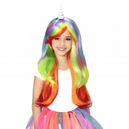 Factory Wholesale Horns Wig Children Costume Accessory Vivid Rainbow Party wig