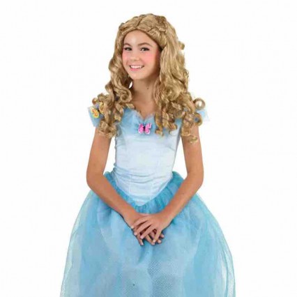 Girls Princess Curly Wig for Halloween Christmas Party Dress Up Stage Performance