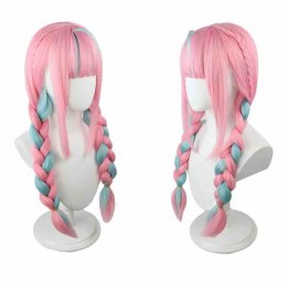 Halloween Party Cosplay Figure Wig Props Long Pink&Blue Synthetic Anime Lolita Wig With Two Braids