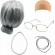 Old Lady Wig Costume Set, Gray Hair Granny Wig with Pearl necklace, Glasses, Glass Chain Accessories for party