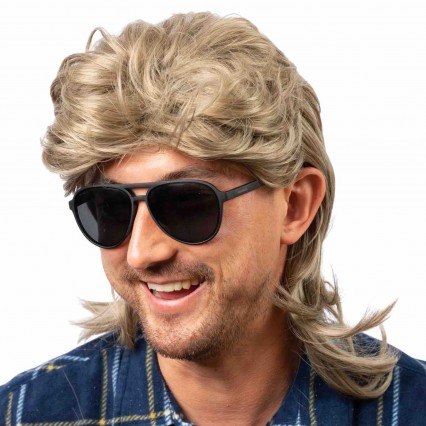 Wholesale cheap 80s retro brown mullet wig rock adult long hair wigs for men