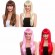 Wholesale 14 Neon Colors Women Halloween Decoration Bubble Gum Wig Adults Long Straight Hair Carnival Wigs with Bangs