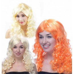 Women Synthetic Wigs Fancy Dress Lady long wave Wigs for Carnival Halloween bachelorette Party curly Wigs