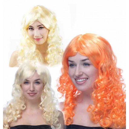 Women Synthetic Wigs Fancy Dress Lady long wave Wigs for Carnival Halloween bachelorette Party curly Wigs