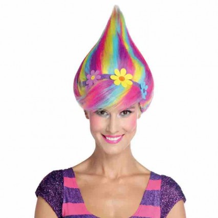 Christmas stage performance cosplay wig rainbow onion elf wig for adult trolls Halloween party wig