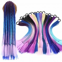 Gradient Dirty Braided Ponytail Women Elastic Rubber Band Hair Accessories Ombre Braiding Wig Headband dreadlocks