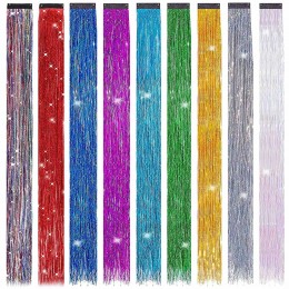 Heat Resistant Fairy Hair Tinsel Halloween Cosplay Christmas New Year Party Sparkling Glitter Shiny Wig Hair Extensions