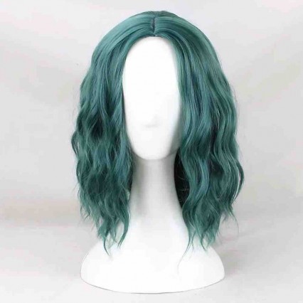 Polaris cosplay gradient wig women green synthetic wavy dark green hair Halloween Party performance wigs