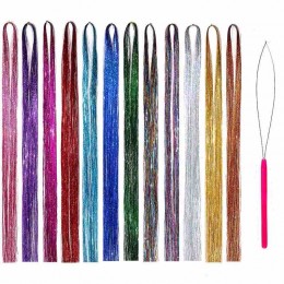 Shiny Tinsel Wig Extensions for Women Girls Glitter Hair for Party Cosplay Daily Fashion Sparkling Hair Tinsel Kit