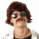 60s 70s Mens Costume Wig Short Brown Wigs + Mustache. Sonny Hippie 60s Singer TV Star Cop Detective Costume