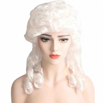 Baroque Curly White Male Lawyer Judge Colonial Deluxe Historical Costume Synthetic Cosplay Wig For Halloween