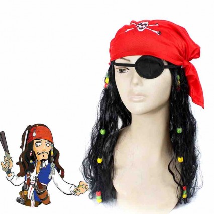 Caribbean Pirates Jack Sparrow Cosplay Wig Costume Accessories Wigs for children