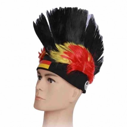 China Wholesale high quality Germany soccer fans party Mohawk wig world football cup cheer props fans wig cap Mohawk wig