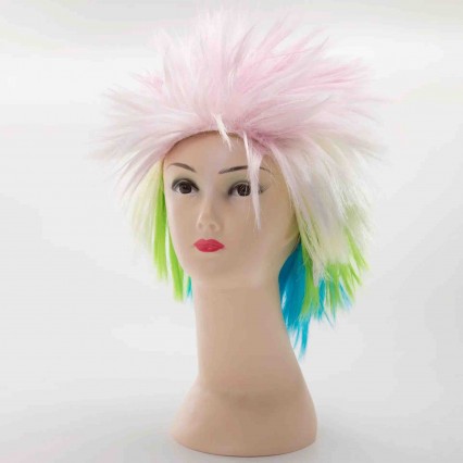 Colorful party wig Short Synthetic Hair Wig for Women Heat Resistant Fiber Hairpiece Mix color Straight Cosplay Wigs