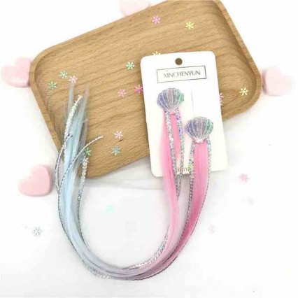 Halloween Party Christmas New Year Kids Girls Cosplay Mermaid Glitter Wigs Hairpieces Clip Princess Dress up Hair Accessories