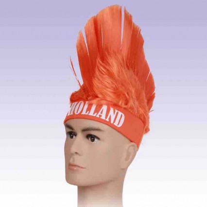 Hot sell holland country color cockscomb wig football fan the netherlands mohawk wig