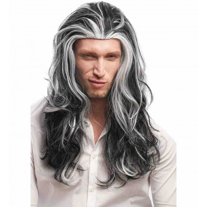 Perruque cheveux noirs perruque vampire homme- Perruque Vampire Aux Cheveux Gris