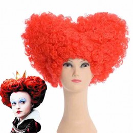 The Red Queen Curly Wig Cosplay Costume Women Short Heat Resistant Synthetic Hair Halloween Party Wigs