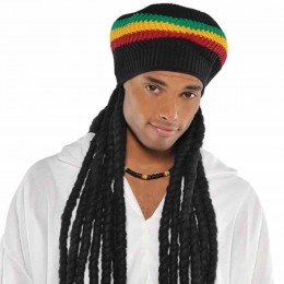 Buffalo Soldier Men's Adult Rasta Hat Black Wig Rasta Man Costume Set