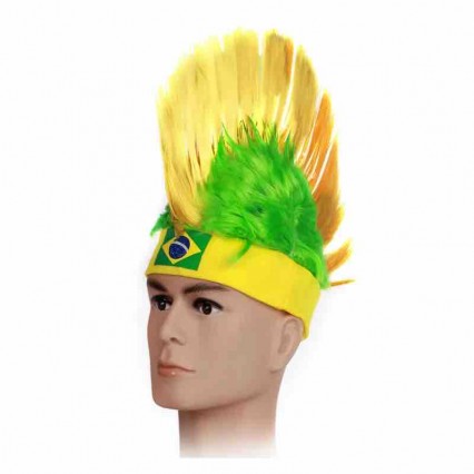 Custom WK 2022 football fan cheering gifts Brazil collection Brazilian supporter headband wig hat