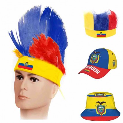 Ecuador soccer fans headband cockscomb wigs football fan mohawk wig cheering props baseball fisherman hat cap